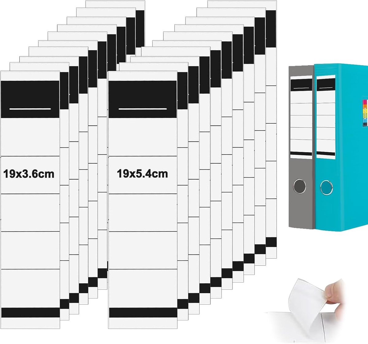 Pack of 100 File Spine Self-Adhesive 2 Sizes Spine Labels White Folders Labels for Standard Folders Narrow and Wide - ShopVlot
