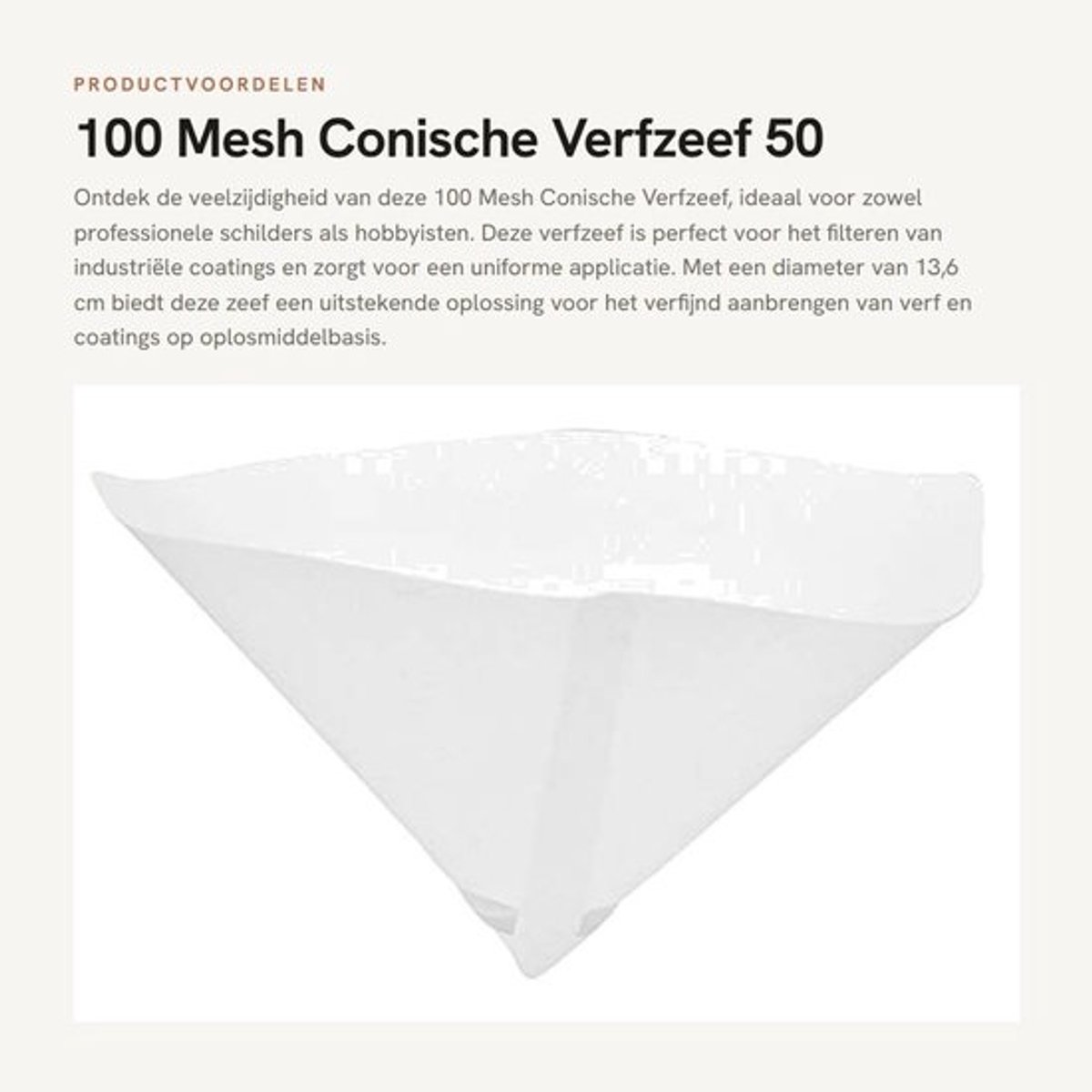 Dailygoods - Verffilter 100 Mesh - Verfzeef - 50 stuks - Lichtgewicht - Stevig ontwerp - Diameter 13,6 cm