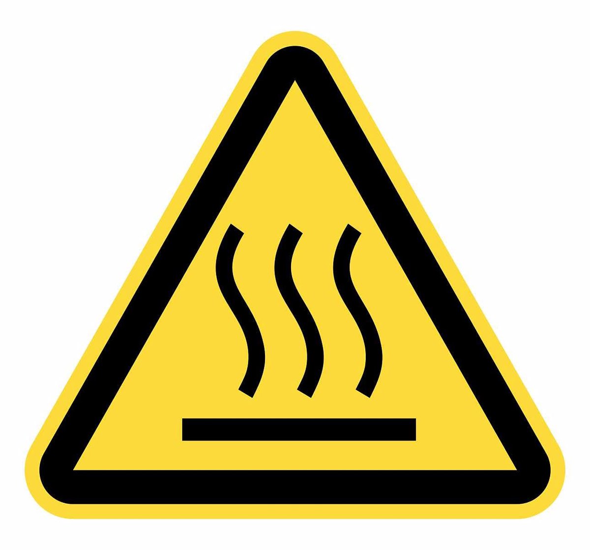 Waarschuwing, waarschuwing Riesgo oppervlak, 5 stuks à 15 cm, stickers, driehoek, geel, signaalmarkering (15 cm, warm oppervlak)