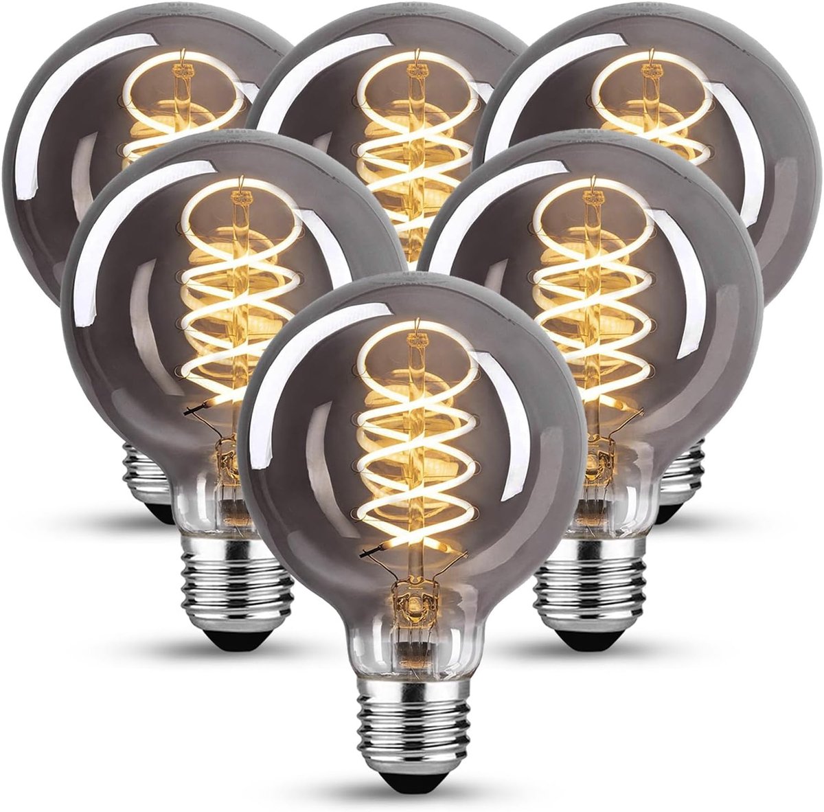 Led Lamp Dimbaar Gloeilamp E27 Vintage Warm Wit G80 4W Edison Led Gloeilamp Ideaal Voor Decoratieve Nostalgie En Retro Verlichting, Grijs-6 stuk(HPS6PBT2)