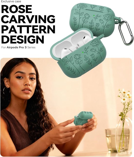 Bloemblaadjesprint voor AirPods Pro 3 Hoes, Pine — afbeelding 3