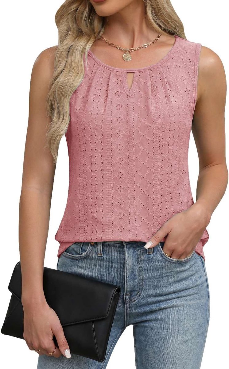 Tanktops zomer shirts mouwloze blouse elegant bovendeel voorkant plooien tuniek blousetop