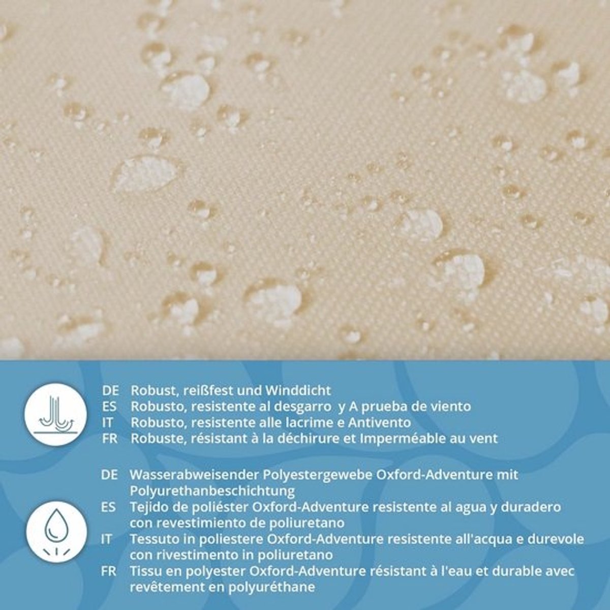 Waterdichte bekledingsstof voor buiten - 600D 220 g/m² - per meter