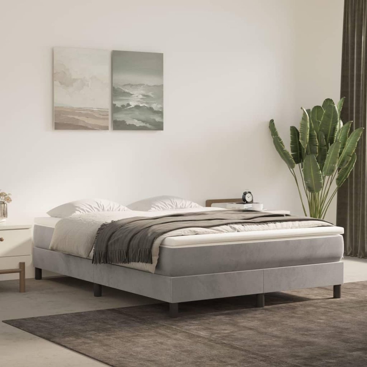 Boxspringbedframe stevige poten 140x190 cm lichtgrijs