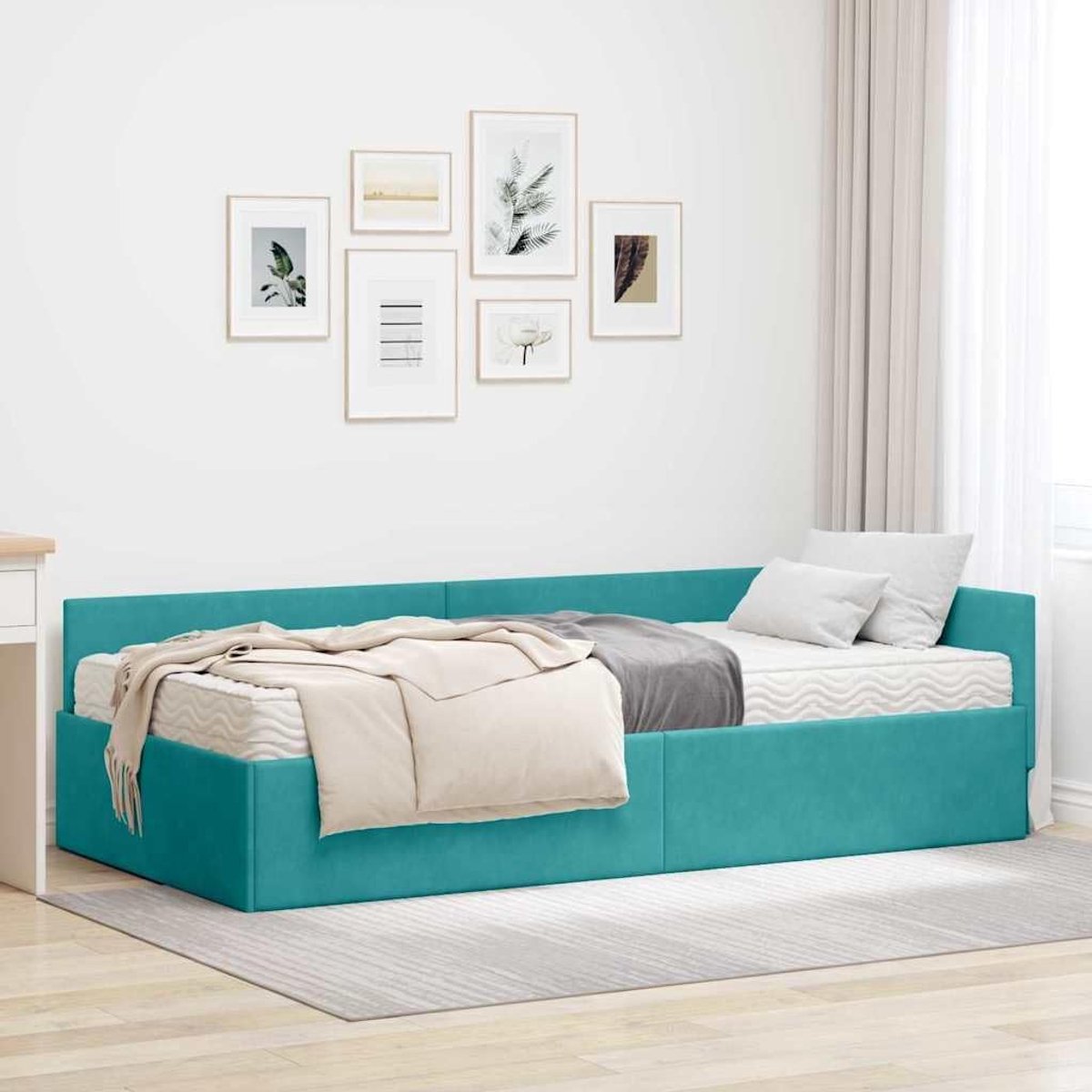 Hoekbedframe Modern Stijlvol Anders 2 stuks Turquoise 90 x 200 cm