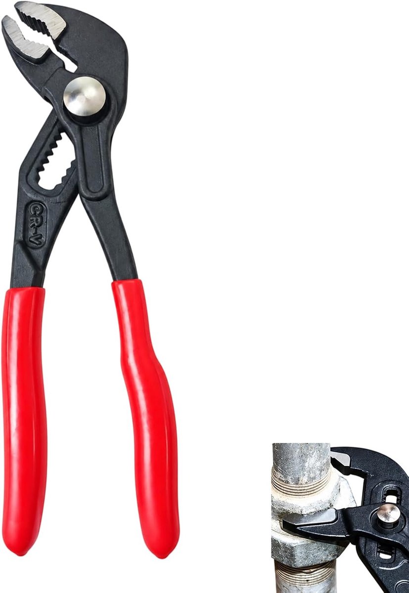 185 mm met 70 mm kaakopening, verstelbare tang van gesmeed en warmtebehandeld Cr-V-staal, snelinstelling met knop, robuust gereedschap voor doe-het-zelvers, huis en werkplaats