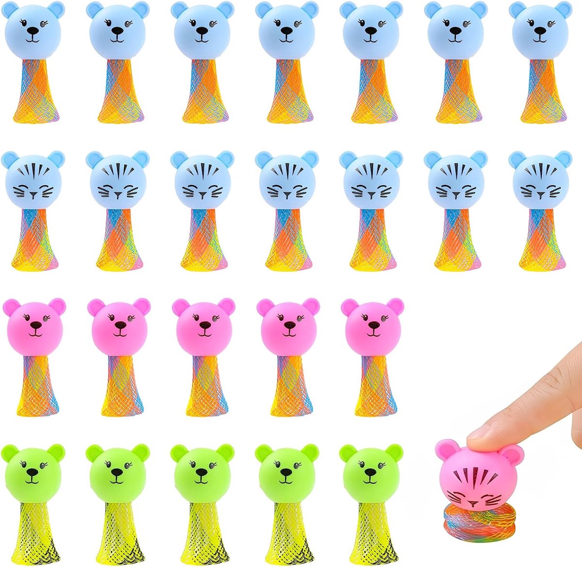 Set van 24 springfiguren, kleurrijke stuiterende figuurtjes als feestcadeautjes voor kinderverjaardagen en gastgeschenken - Leuk springspeelgoed voor jongens en meisjes
