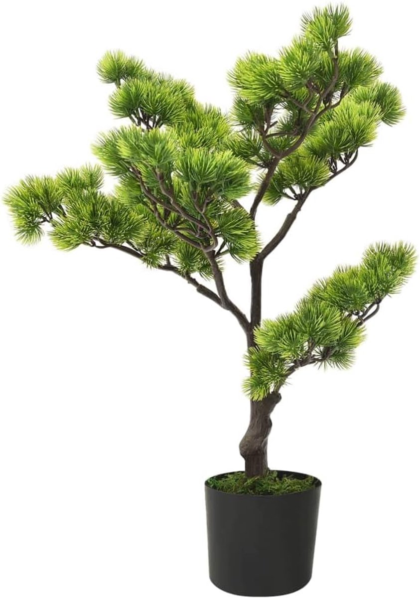 Kunstdennenbonsai met pot, 60 cm, groen | Realistisch bladeren, geen onderhoud, decoratie voor binnen of kantoor, natuurlijke uitstraling