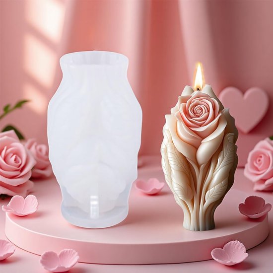 Kaarsvormen, kaarsvormen van siliconen, 3D roze siliconenvormen voor gieten, kerst, aromatherapie kaarsvormen om te gieten, DIY-cadeau voor Kerstmis, verjaardag, decoratie (A) — afbeelding 4