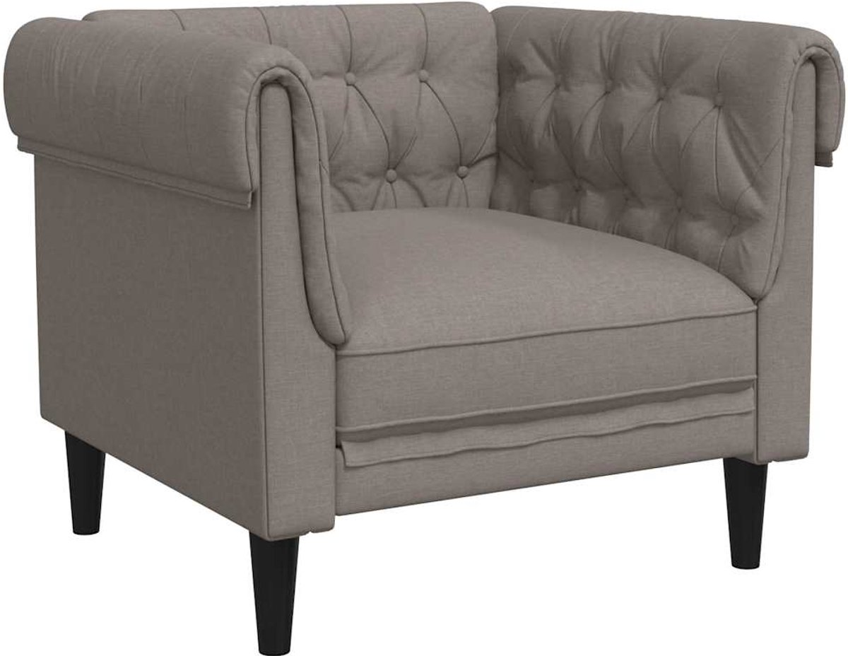 vidaXL Fauteuil - Chesterfield-stijl - stof - taupe