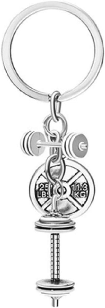 Dumbbells Keychain in the Color Silver/weight lifting dumbbell - ShopVlot
