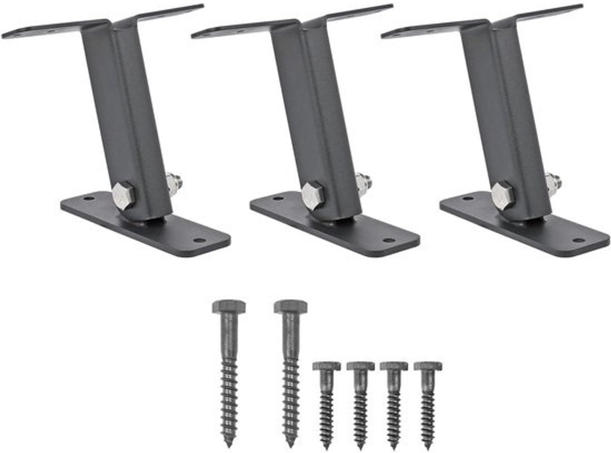Allecto - Verstelbare Pergola Dakbeugels - Roestvrijstalen Zware Constructie - Alle Dakhellingen - 6 Inch Steunarm - 3 Stuks - 150x170x165mm
