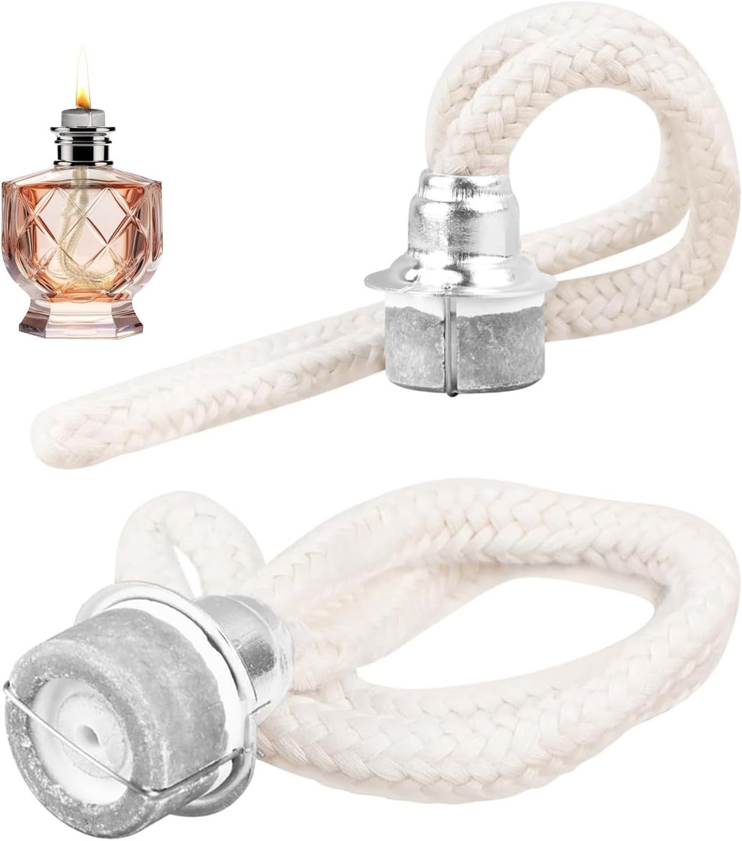 SnelShoppen - Set van 2 Gas Wicks met Katalytische Branders voor Aromatherapie Lampen, Vervangingsaccessoires voor Geur en Sfeer, Zilver