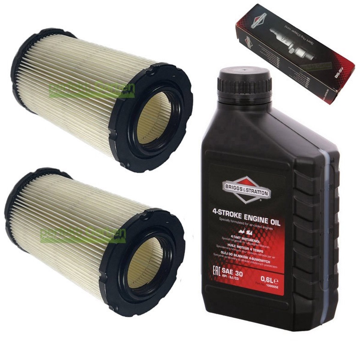 Bougie + 2 filters + olie voor 1-cilinder Briggs & Stratton-grasmaaiers van 13–24 HP