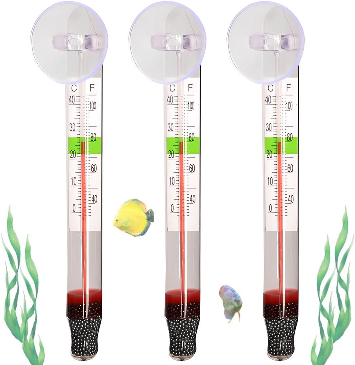 3 Stuks Aquariumthermometer, Glazen Aquariumthermometer, Nauwkeurige Meting en Transparante Display, Voor Aquaria, Terrariums, Kassen, Reptielen