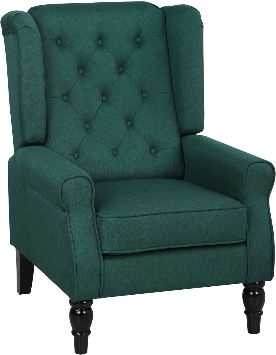 Homona Oorfauteuil - Met knoopdetails - 74 x 86 x 102 cm - Donkergroen