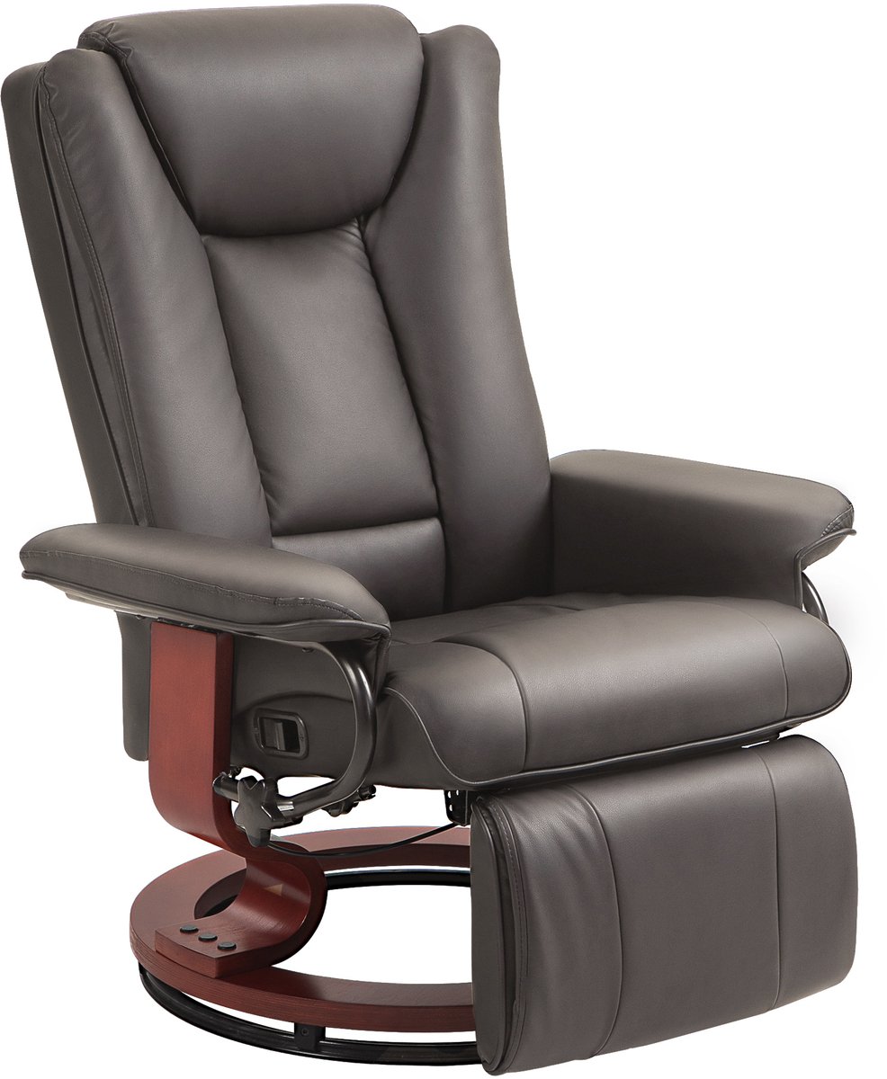 Homona Relaxfauteuil met ligfunctie - 360° draaibaar - Met voetensteun - Kunstleer - 78 x 88 x 103 cm - Bruin