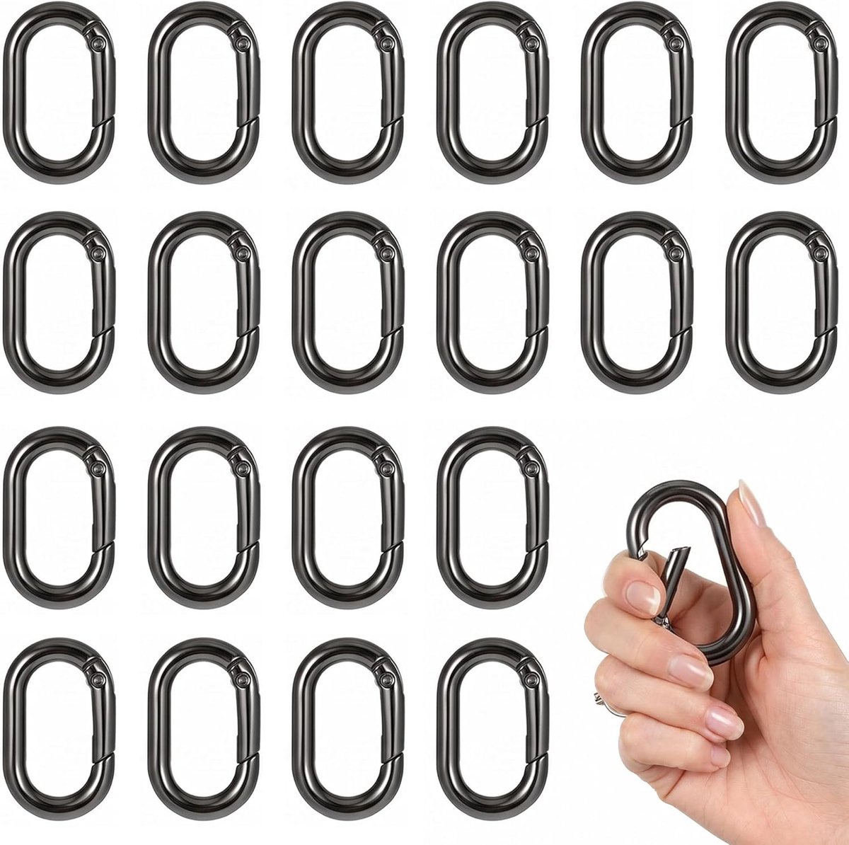 Carabiners klein ovaal - 20 stuks - met veerring - ideaal voor tas en hondenlijn - ShopVlot