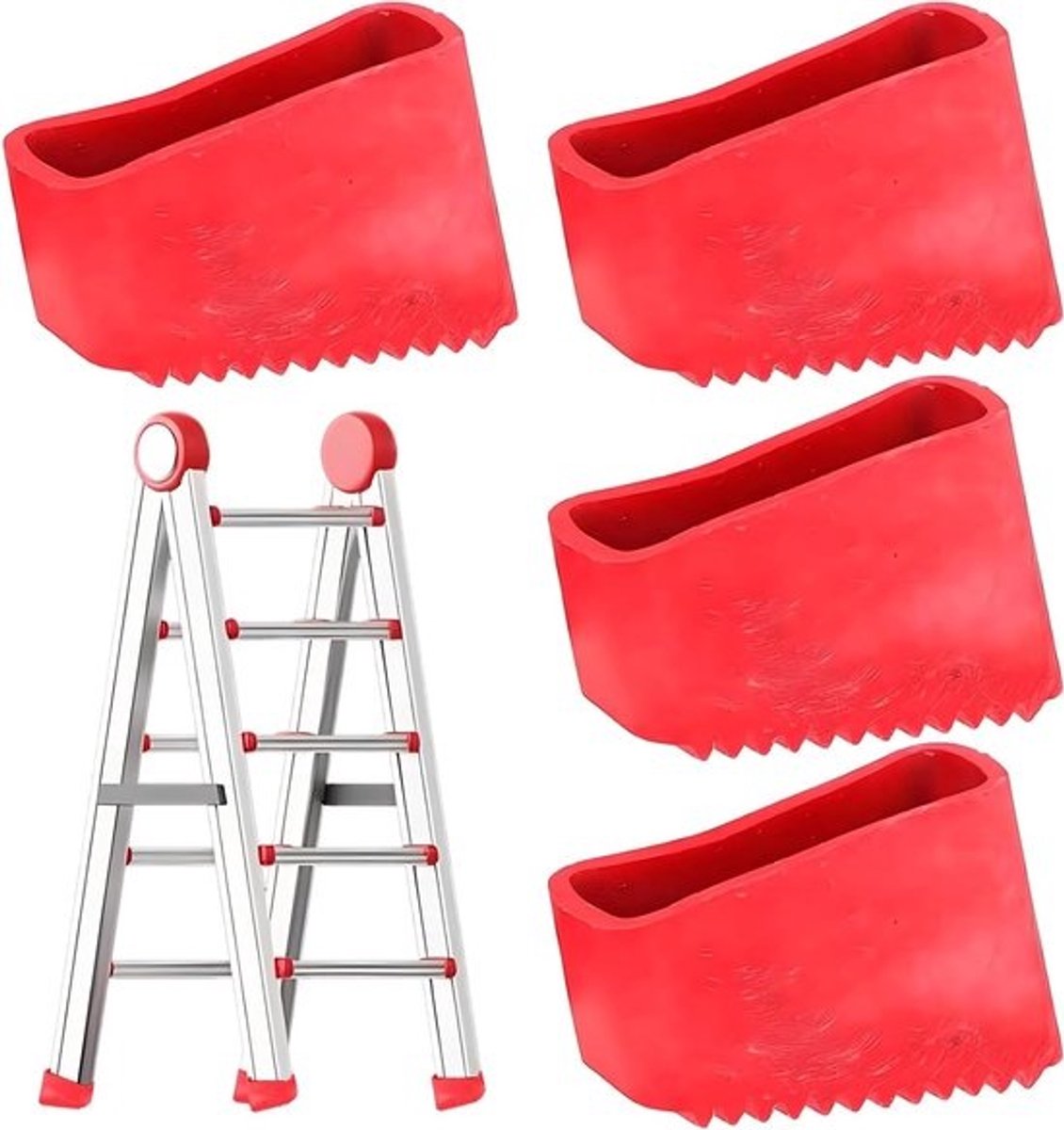 Allecto Plus - Set van 4 antislipmatjes voor ladderpoten - Universele laddervoetjes voor doe-het-zelfprojecten - Antisliprubber - Voorkomt wegglijden - Handige ladderaccessoires met verbeterde grip