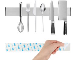 SnelShoppen - VFANDV Magnetische Snijmessenset, Roestvrijstalen Messenblok, 30 cm, Zelfklevend met 3M Tape, Geschikt voor Alle Keukenmessen en Fruitme