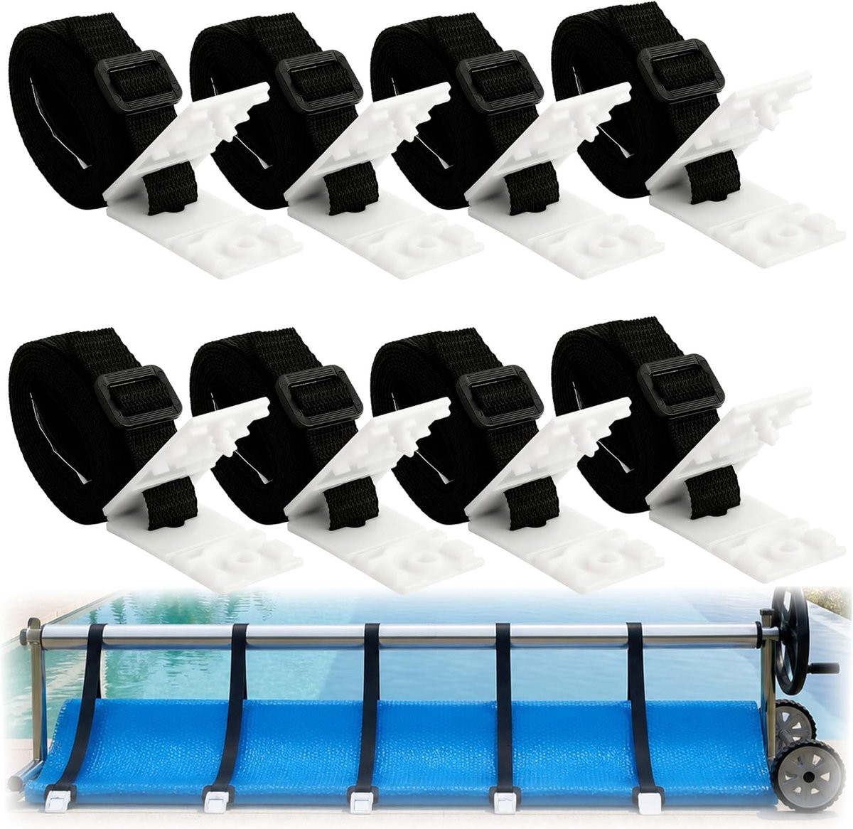 8 Pieces Fastening Straps for Pool Film,Roll Fastening Straps - ShopVlot