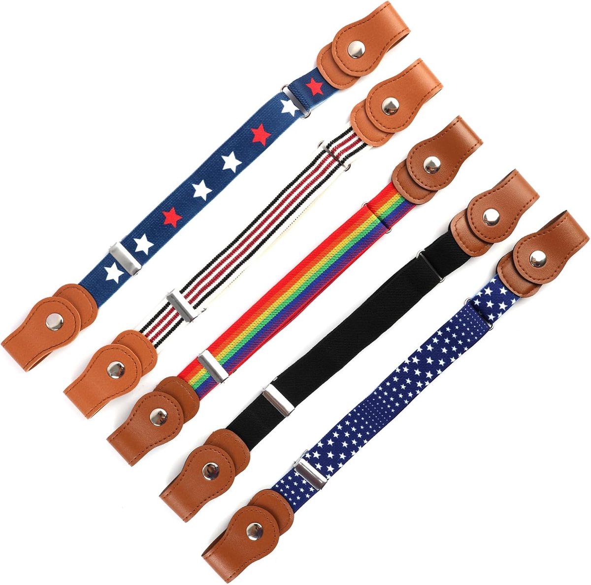Kinderen riem zonder gesp - 5 stuks elastische riem - verstelbaar 35-48 cm - stretch riem voor jongens en meisjes - ShopVlot
