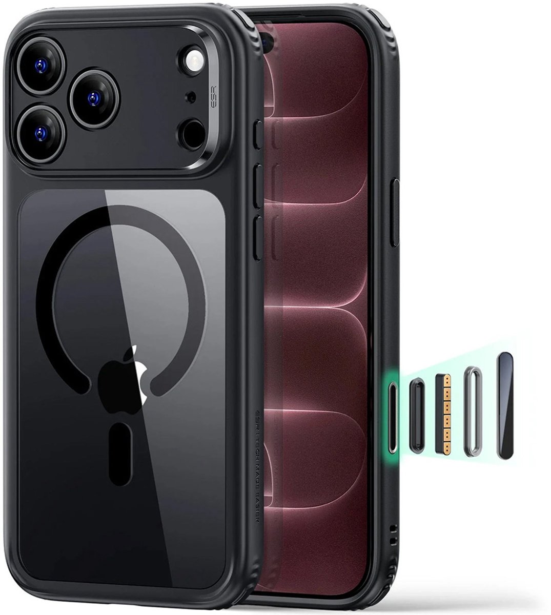 ESR - Classic Hybrid HaloLock - iPhone 18 Pro / iPhone 17 Pro - Clear Black