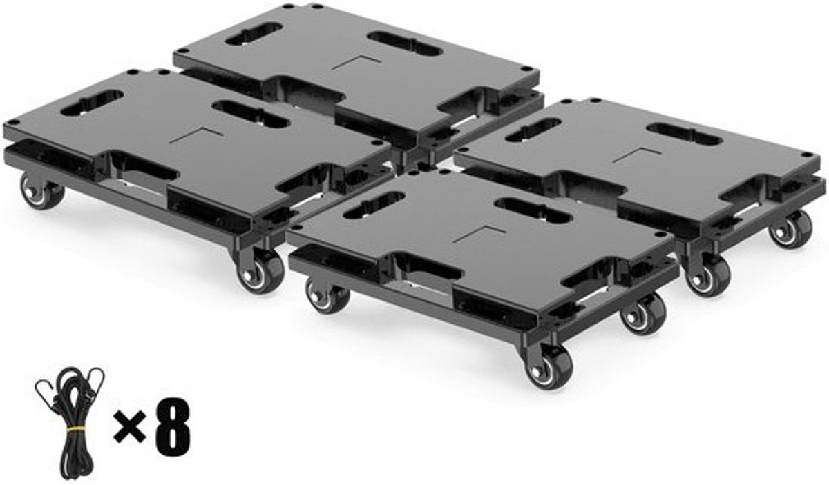 Transportrollenset - Voor meubels - 200 kg draagvermogen - Koppelbare transportkar - Verhuishulp met wielen - Set van 4