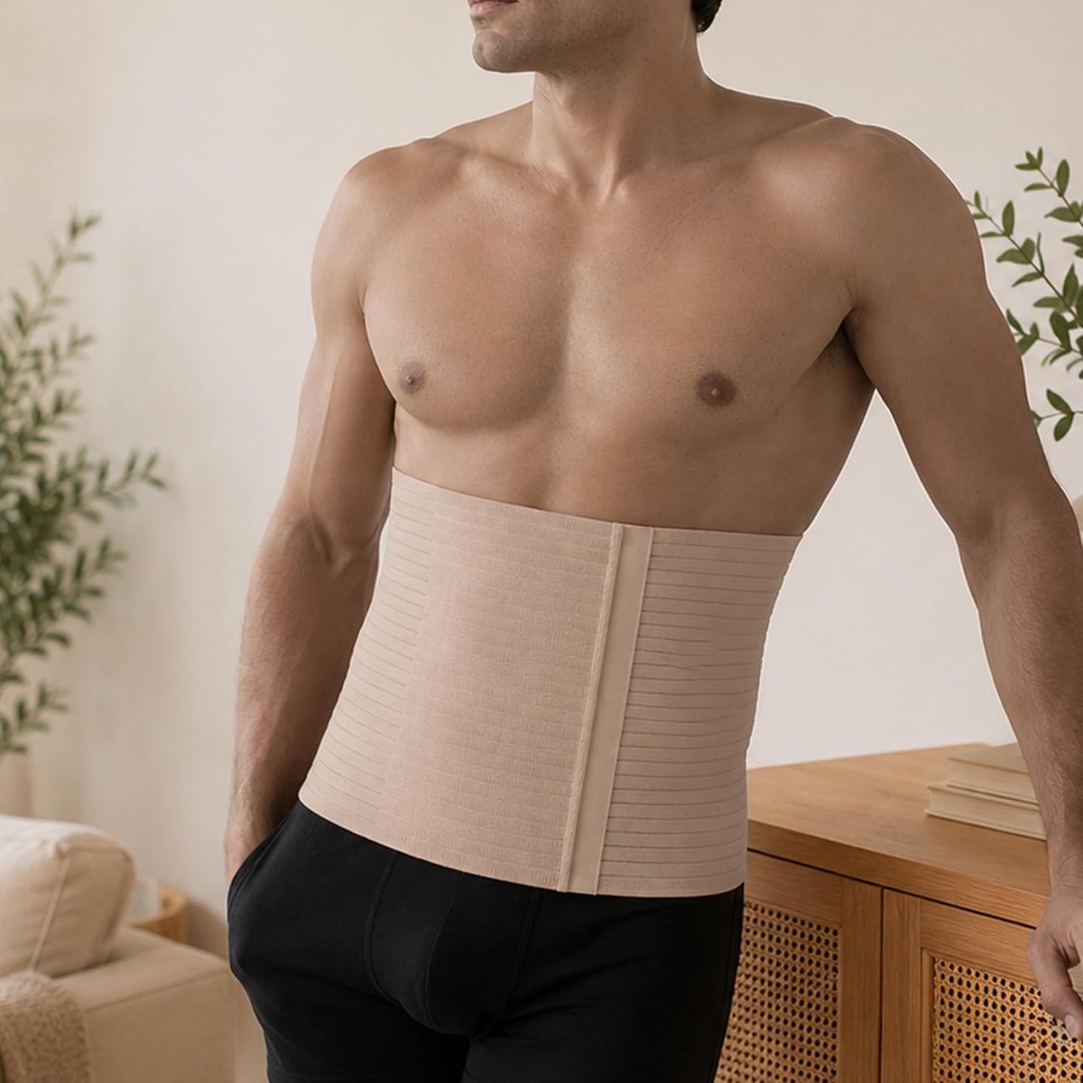 Millerighe 5063 Buikband voor dames en heren, na operaties, elastisch, met klittenbandsluiting, hoogte 27 cm, knoop, S
