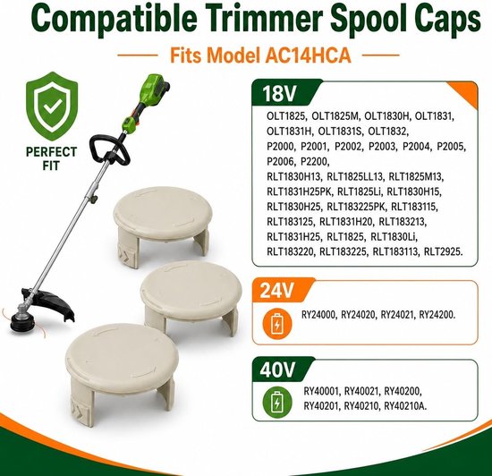 Set van 3 Grastrimmer Spoel Covers Geschikt voor Diverse 18V, 24V, 40V Grastrimmers, Duurzame ABS Spoel Covers, Ideaal voor Tuinonderhoud en Grasonderhoud — afbeelding 4