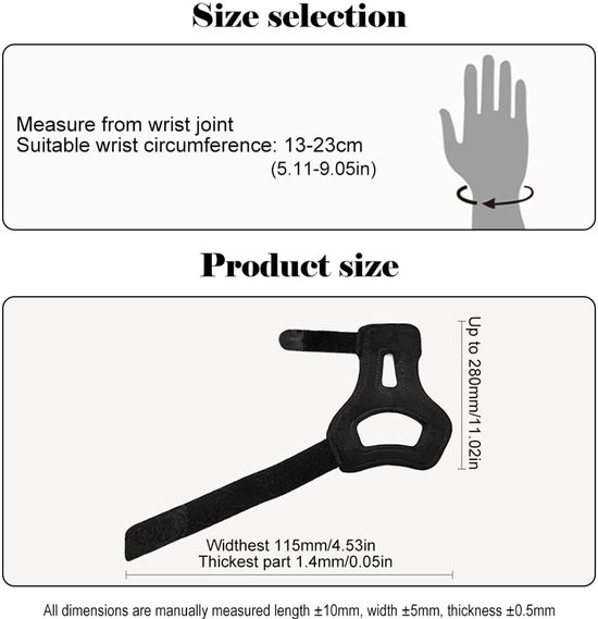 Duimspalk Duim Ondersteuning Polsbrace Voor Duim Pols Stabilisator Duimbeschermer Verstelbare Handbrace Links en Rechts Draagbaar One Size — afbeelding 3