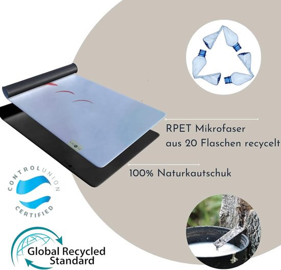SnelShoppen - PUNIMA RPET Travel Yogamat 2-in-1 Handdoek, Extra Dun en Licht, 0,1 mm Dik, 1,4 kg, Opvouwbare Reis Yogamat voor Yoga, Fitness en Sport van Snelshoppen — afbeelding 2