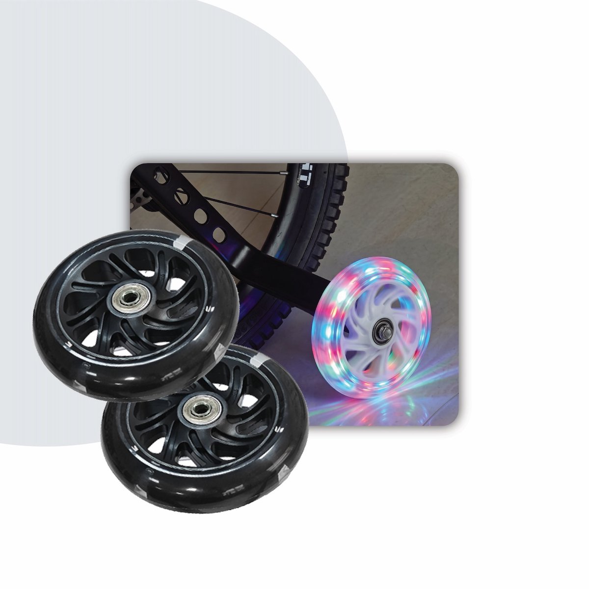 Voltano Zijwieltjes LED Verlichting Solid – Zwart – 12-20 Inch - Verstevigd Staal - Zijwielen Voor Kinderfiets