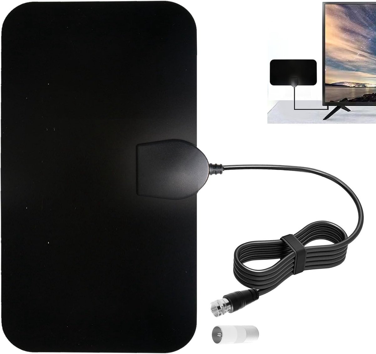 Indoor 4K TV Antenna, Indoor Digital TV Antenna, Over 250km Long for DTT DVB-T/DVB-T 2 with 3m Cable, Window Antenna - ShopVlot
