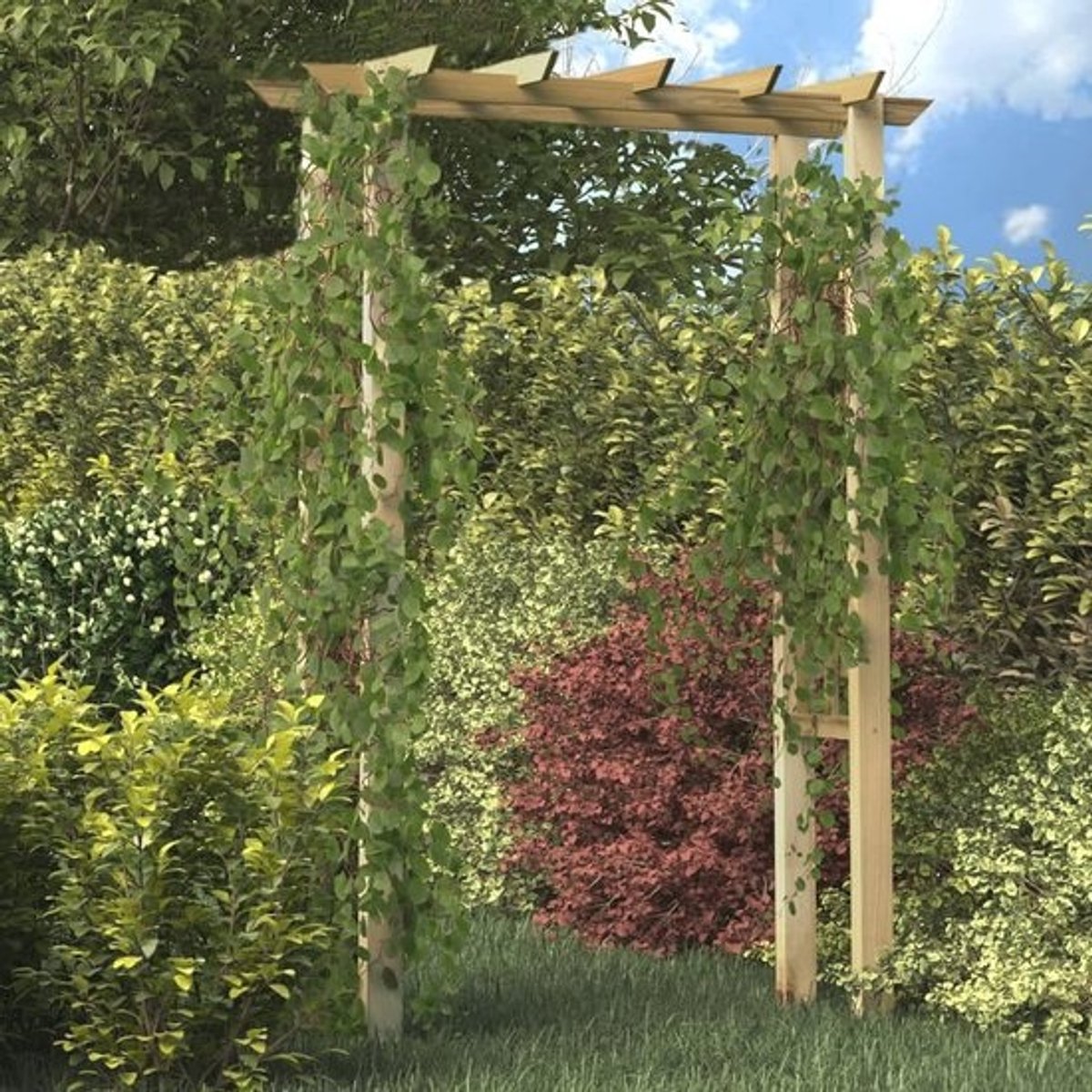 Tuinprieel met rozenboog en pergola - met hekwerk voor klimplanten - 150 x 50 x 200 cm - geïmpregneerd hout
