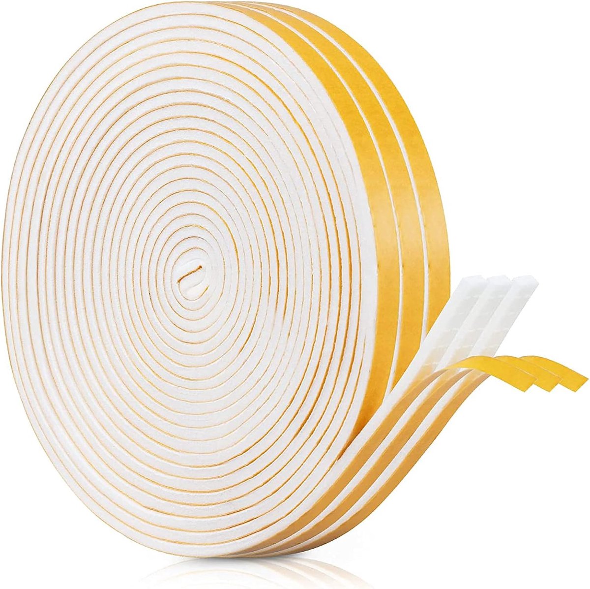 SnelShoppen - Sealing Tape Zelfklevend voor Deuren en Ramen, Foam Tape, Rubber Sealing Strip, Geluidisolatie, Impact Seal, 6 x 3 mm, 18 m, Wit