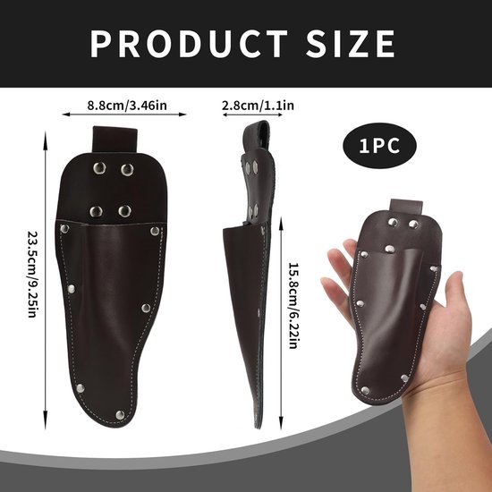 SnelShoppen - Universele Sheath voor Tuinscharen, Leer, Bruin, Met Versterkte Rivetten, Ideaal voor Tuin, Buitenwerk, Scharen en Werkmessen van Snelshoppen — afbeelding 5