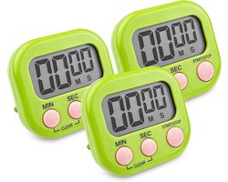 Newaner 3 Pack Digital Kitchen Timers Green Stopwatch with Magnetic Holder Loud Alarm Large LCD Display for Baking Studio Physical Training