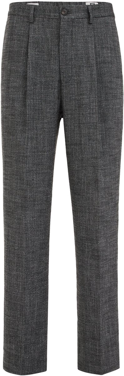 WE Fashion Heren tapared fit pantalon met bandplooi en structuur