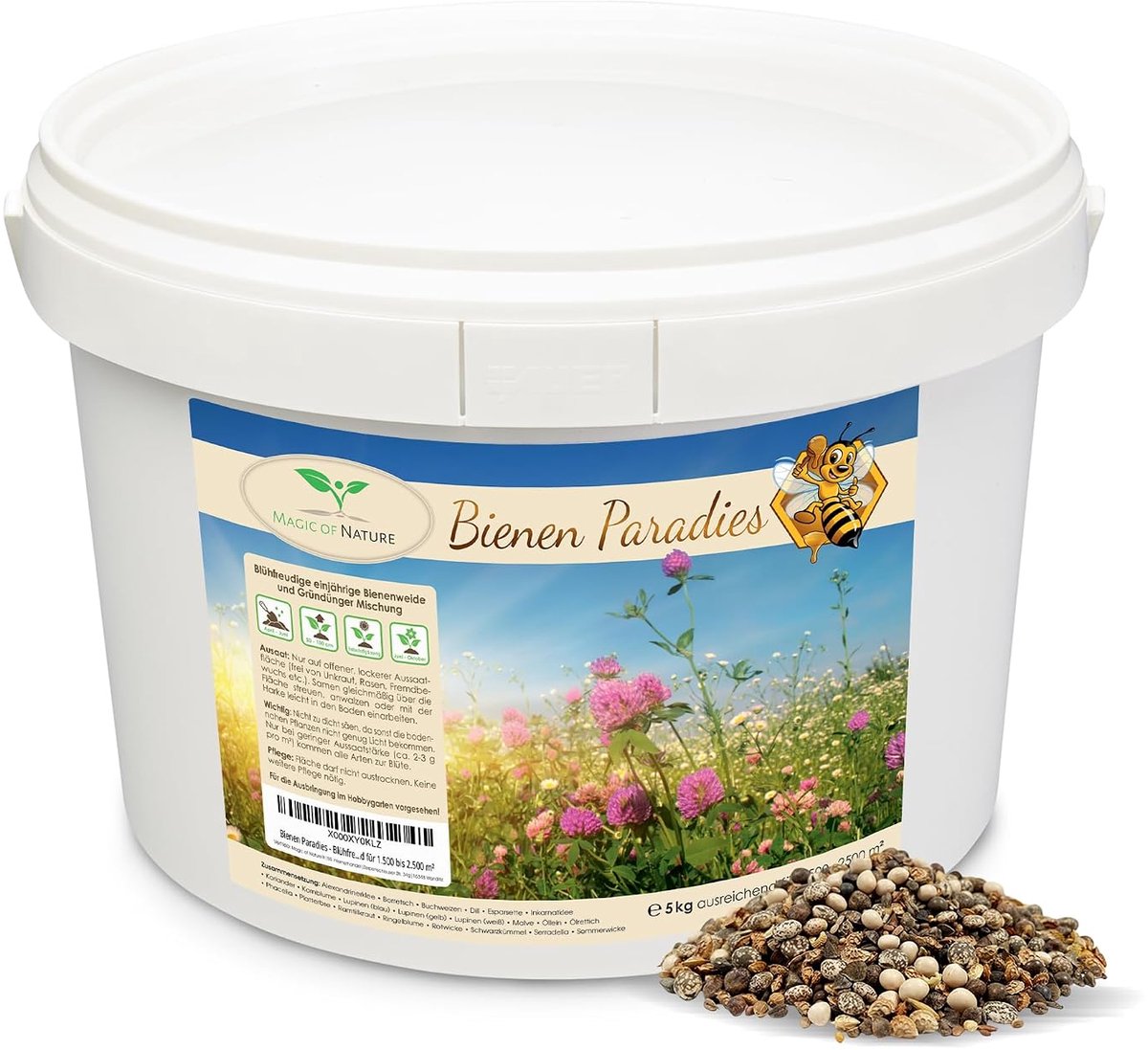 Magic of Nature: Flower Flour Mixture 5 kg - Bee Paradise Bee Meadow - More than 20 native species without grasses - ShopVlot