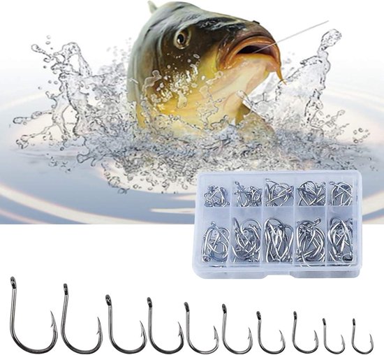 Dailygoods- Vishaken van koolstofstaal - 200 Stuks - Jig Vishaken - Zilver - Slijtvast - Geschikt voor zoet/zout water - Vishaak van Dailygoods — afbeelding 2