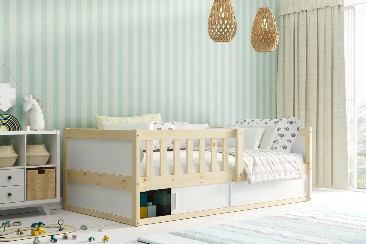 BMS Kinderbed SMART 2 - 80x160 cm - Met Matras en Opslag - Dennenhout