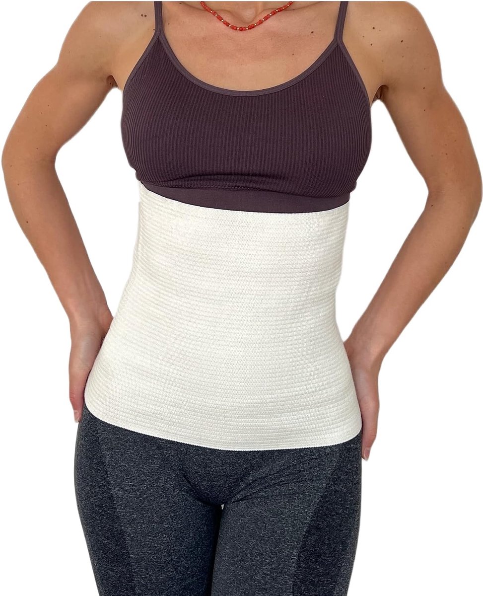 Nierwarmer van angora- en merinowol, voor dames en heren, heupwarmer, nierbescherming, warmtegordel, thermische riem, crème-wit, 3 (S/M)
