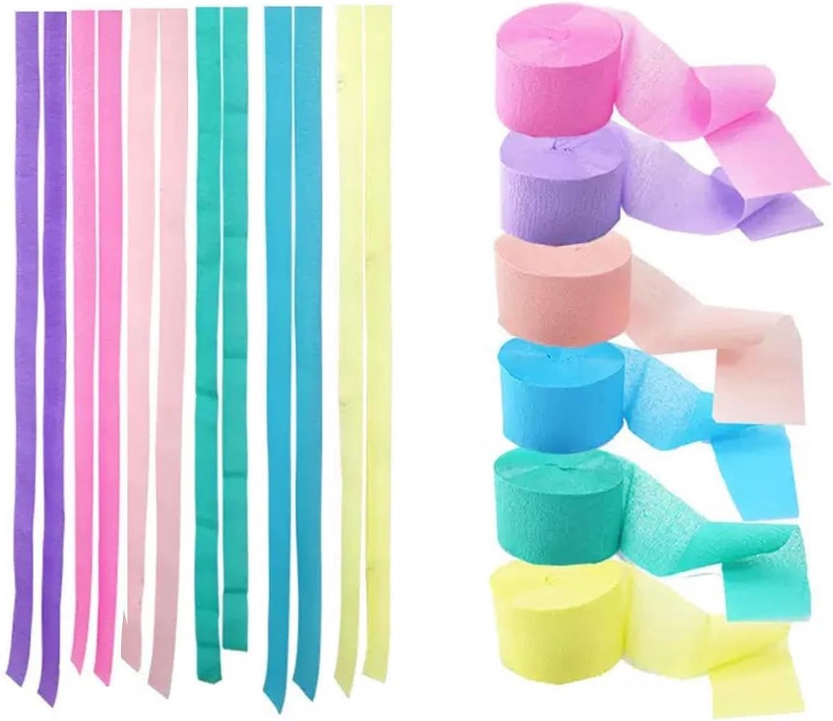 Crêpepapier, 4,5 cm x 22 m, kleurrijke crêpepapierrollen, crêpepapierlinten, feesten, carnavals, feestdecoraties en bruiloftsdecoraties (Macarons)