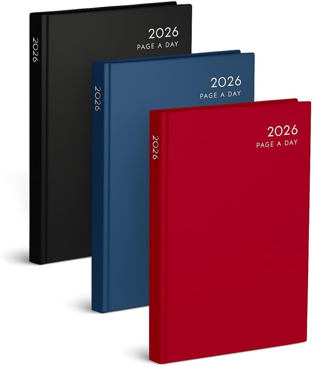 2026 A5 Dag-tot-pagina Kleurenmode A5 2026 DAP-agenda, Dag-A-pagina Bureau-agenda Lintmarker met uurslots van 8.00 tot 17.00 uur, 1 willekeurig verzonden