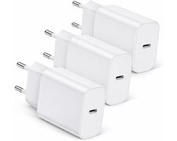 3 USB-C-opladers, 25 W, PD 3.0, snel opladen, compatibel met iPhone 16/15/14/13/12, Samsung Galaxy S24/S23/S22/S21, Xiaomi, Huawei, Pixel, Oppo, OnePlus, Realme, iPad, tablet, EU-stekker