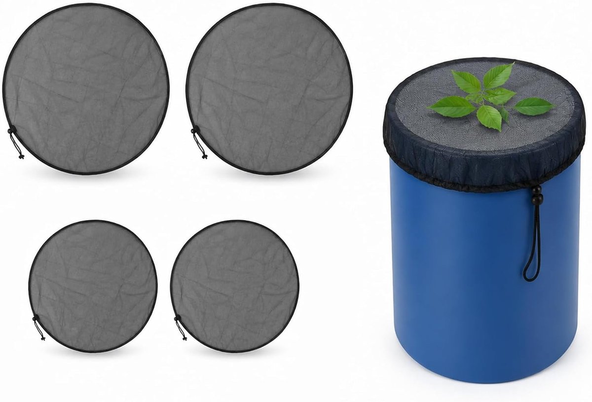 4 stuks regentonnetten met trekkoord, 120 cm en 85 cm, zwart - ShopVlot