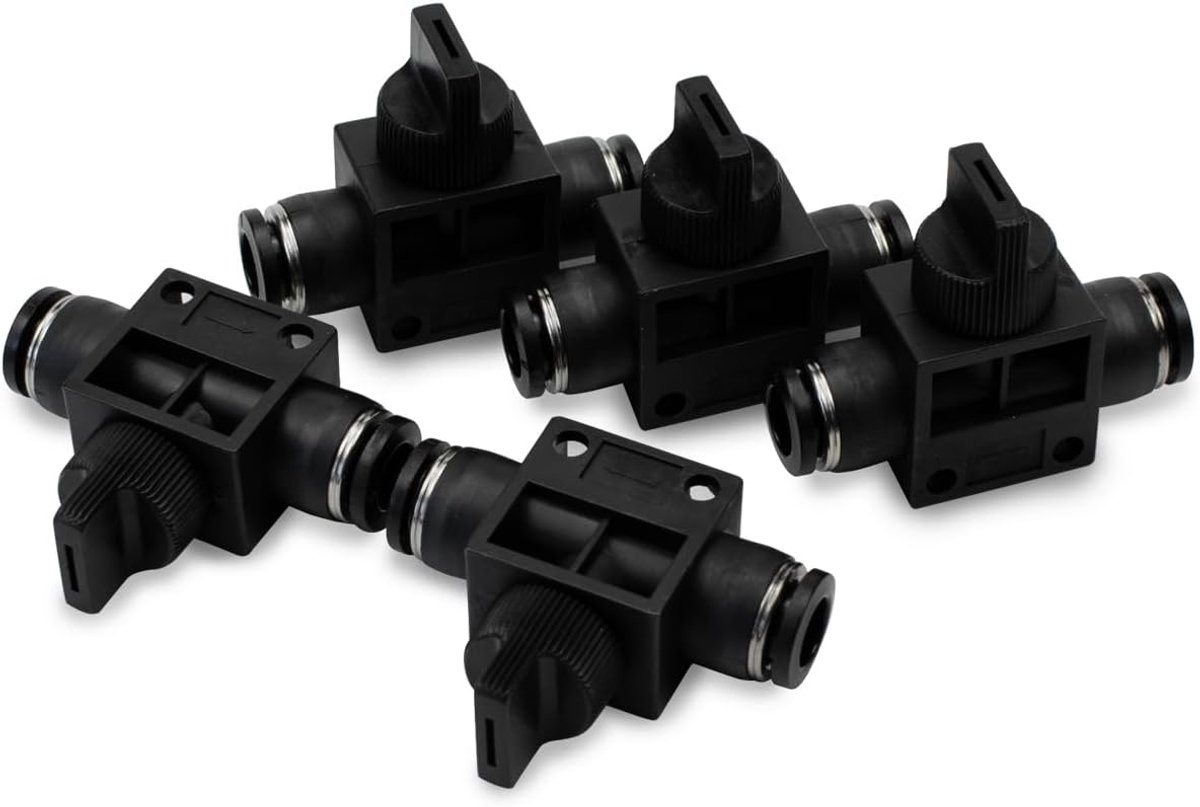 Bwintech 5pcs 6mm tube OD airflow control ball valve push to connect straight Pneumatic Union Fitting - ShopVlot