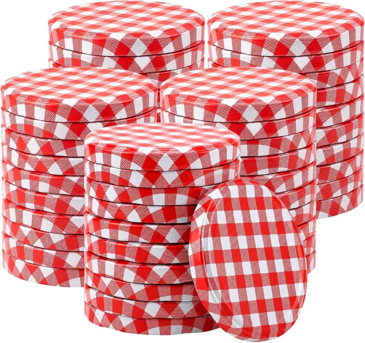 YOUNTHYE Deksels voor glazen 8,2 cm, set van 120 schroefdeksels voor glazen in rood, geschikt voor schroefpotten met - ShopVlot