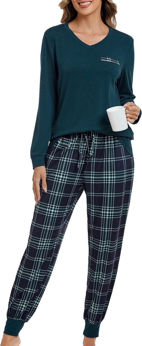 Pyjama dames lange mouwen pyjama set tweedelige loungewear lang nachtkleding slaapshirt
